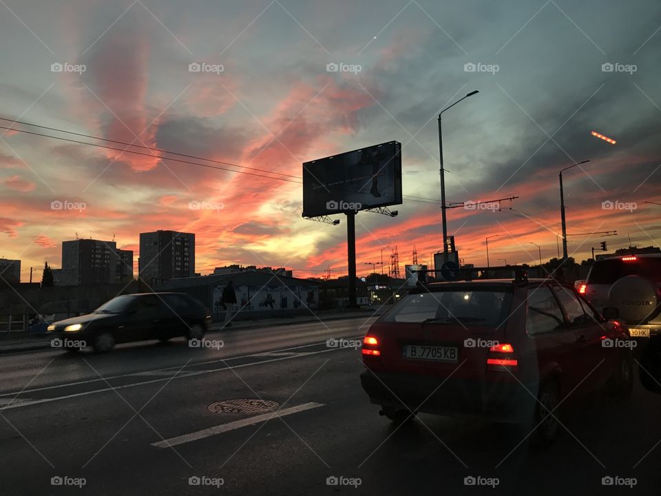 Sunset in the city of Varna