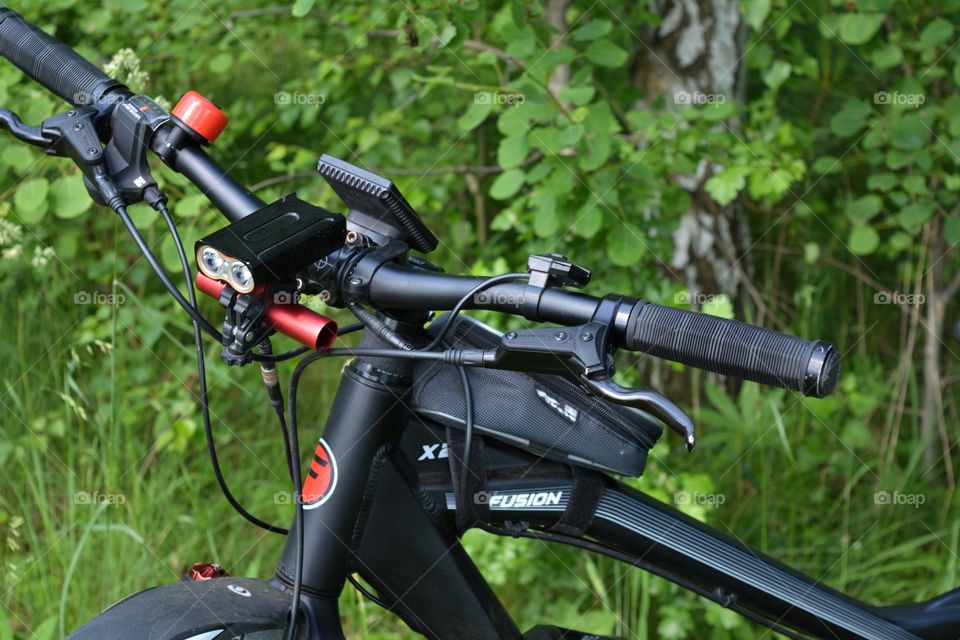 bike close up details in the green summer background