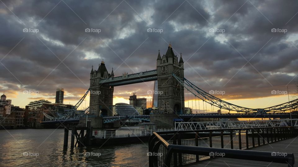A moody Tower Bridge scene.