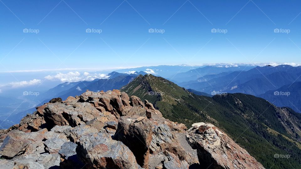View from the highest peak in Taiwan, at 3952m
