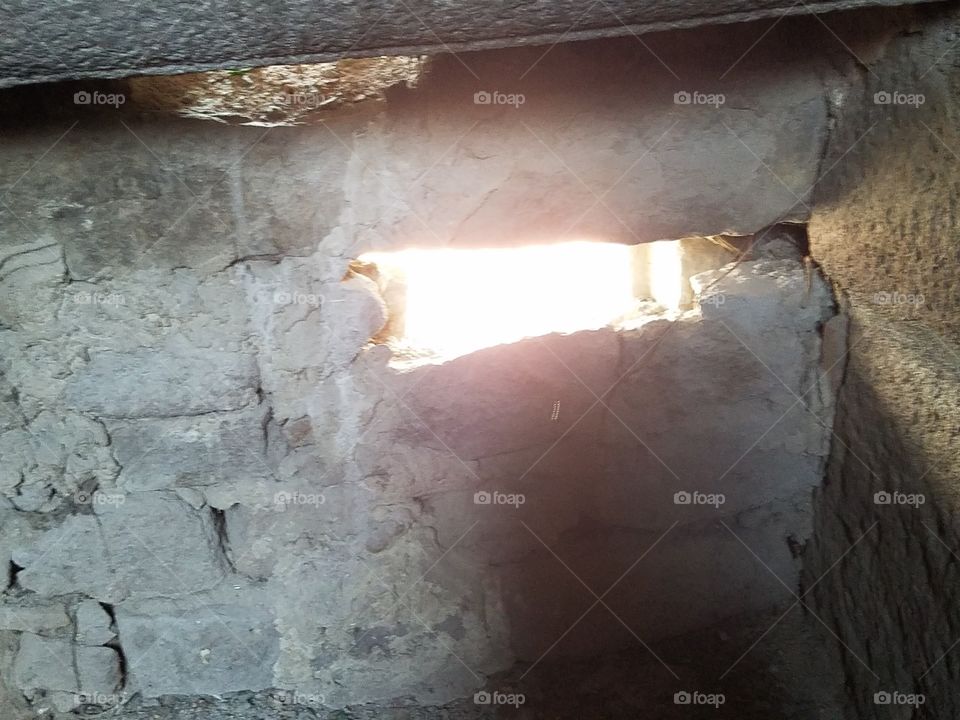 a small window at the castle in Ankara Turkey