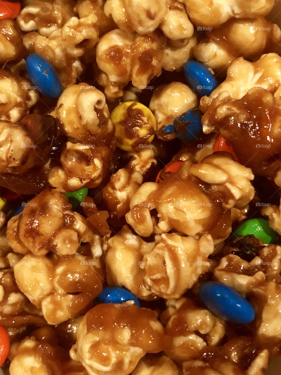 The best snack my hubs has made yet- m&m infused caramel popcorn!