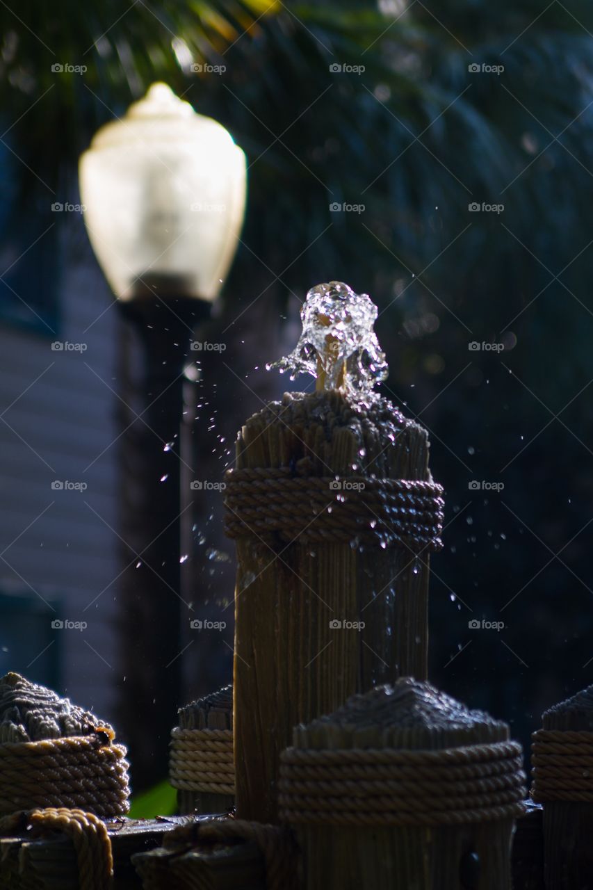 Water feature with street lamp