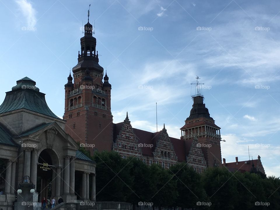 Szczecin in Poland in the evening