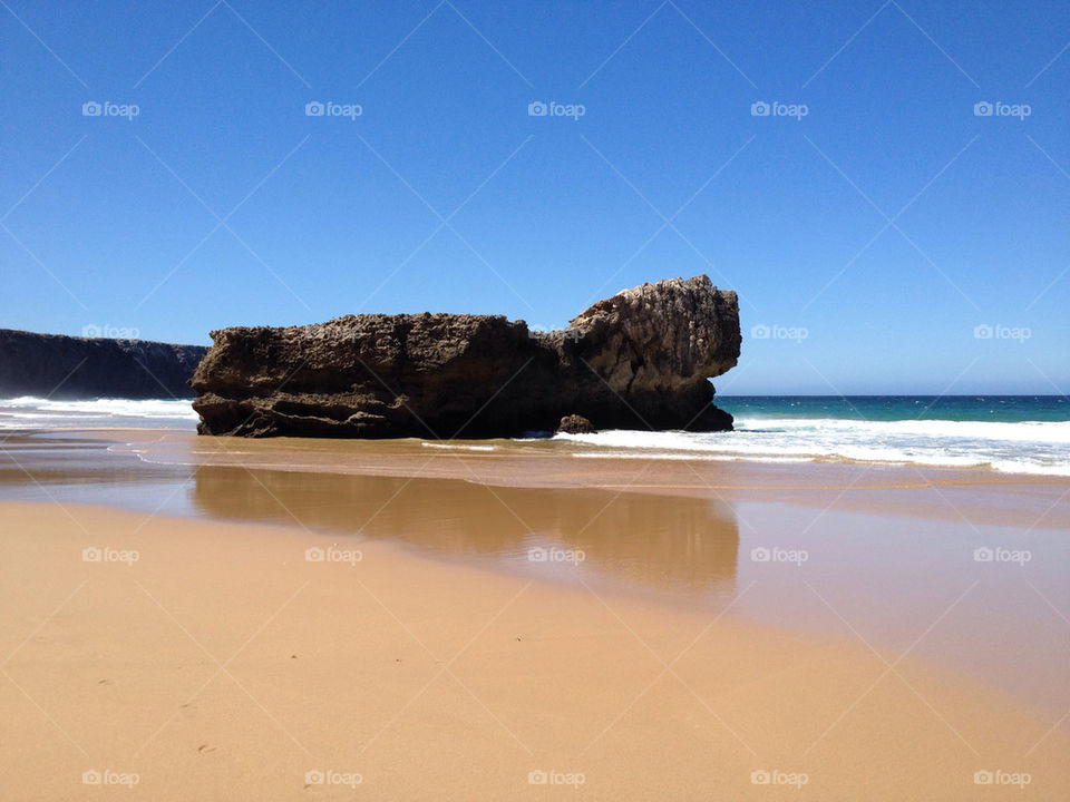 sand sea rock portugal by samek