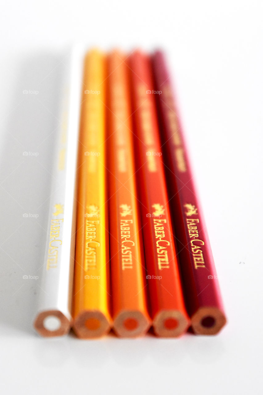 Pencils  Faber-Castell, yellow, orange, red