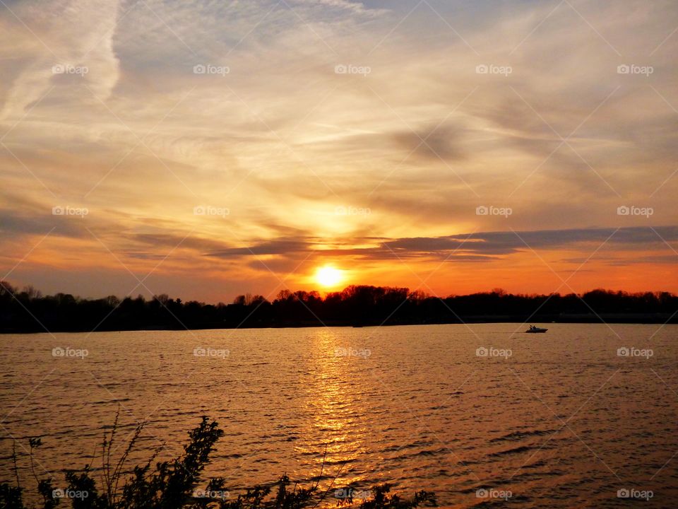 Sunset and the lake. 