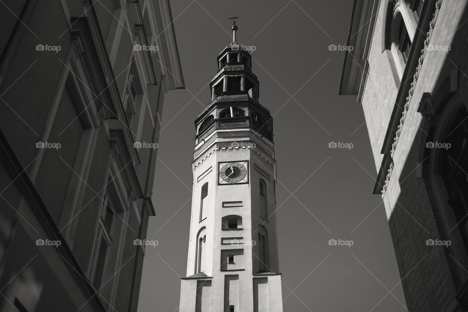 Beautiful architecture of the Polish city.  Zielona Gora 16.04.2022