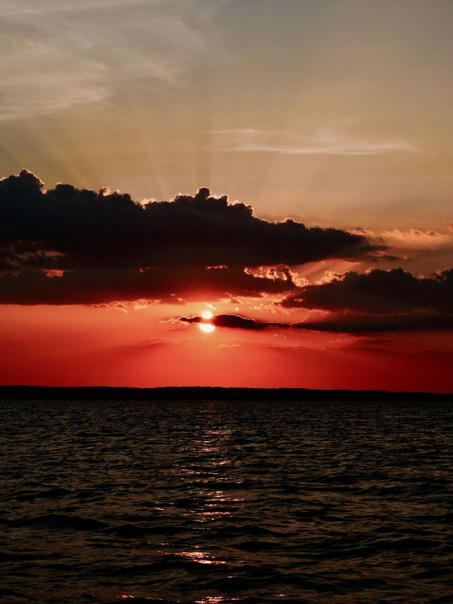Dramatic sunset on sea
