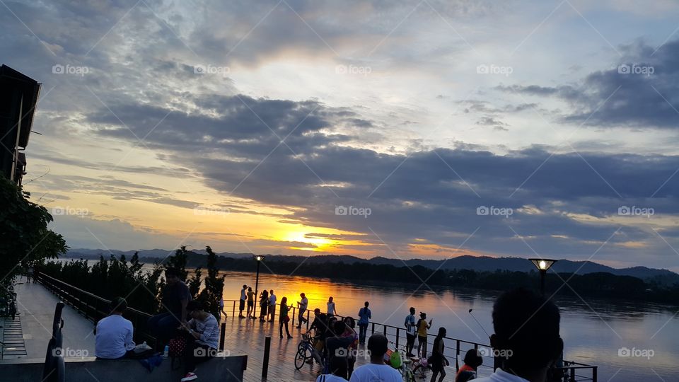 evening party with sunset at Mae Khong river
