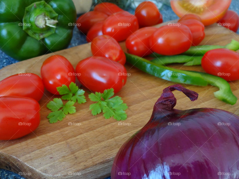 Fresh and colorful salad ingredients