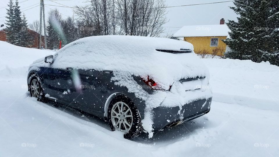 Car covered with snow