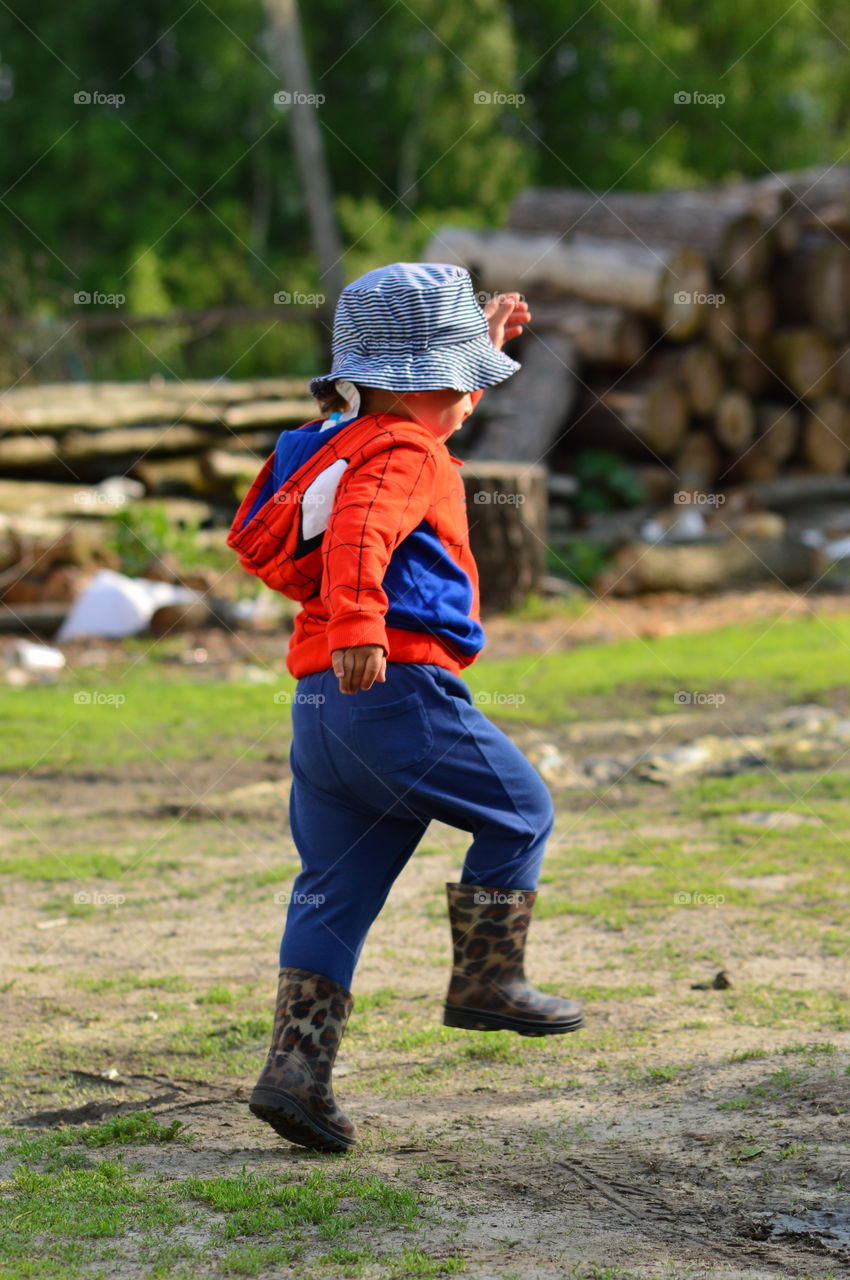 Little boy with a blower series