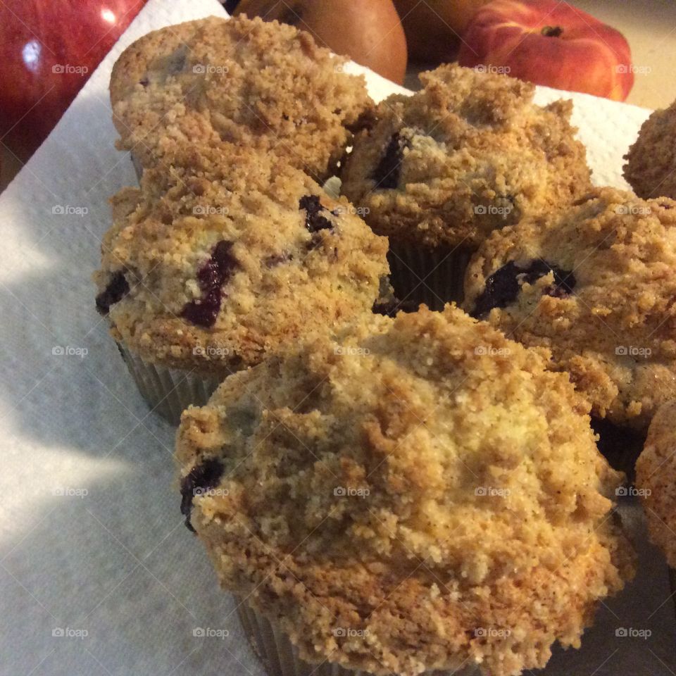 Blueberry muffins, from scratch.
