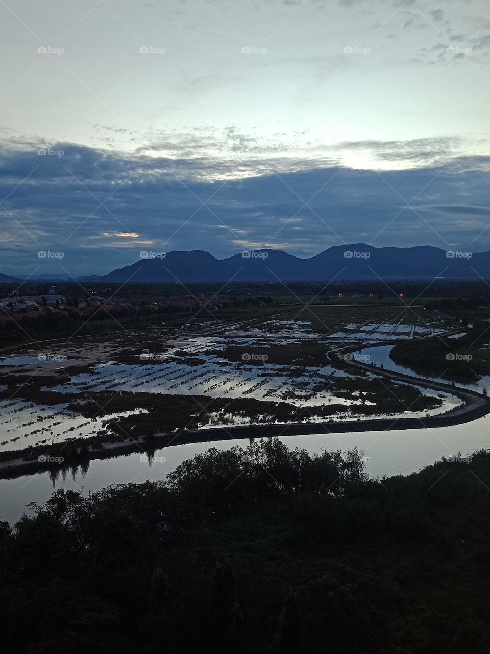 Rainy day flooded land