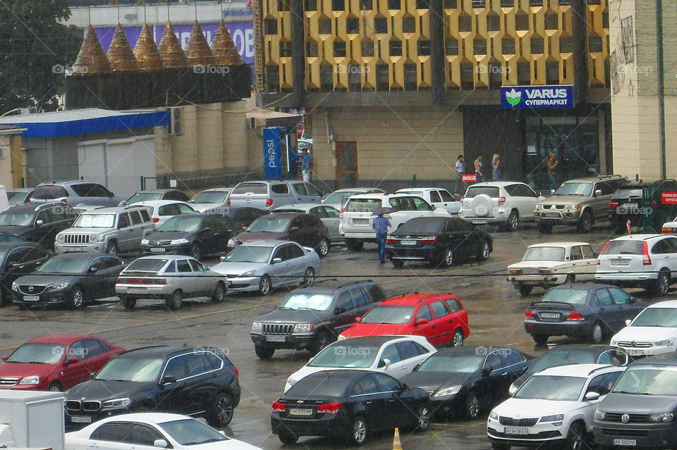 summer rain in the city of Kiev