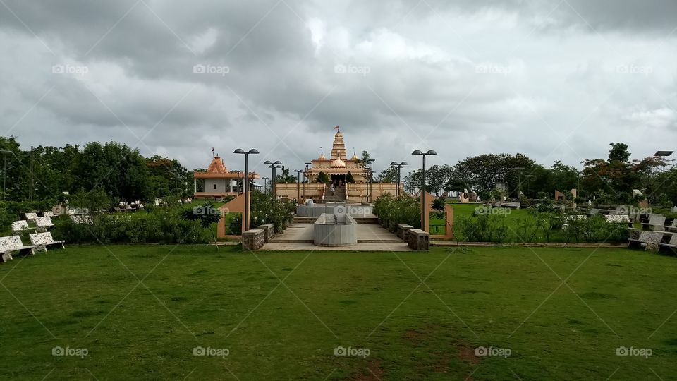 This photo is of Shabri dham temple located in Gujarat. This photo was taken in rainy season. It is the same place where Shabri offered berries to baghwan Rama.