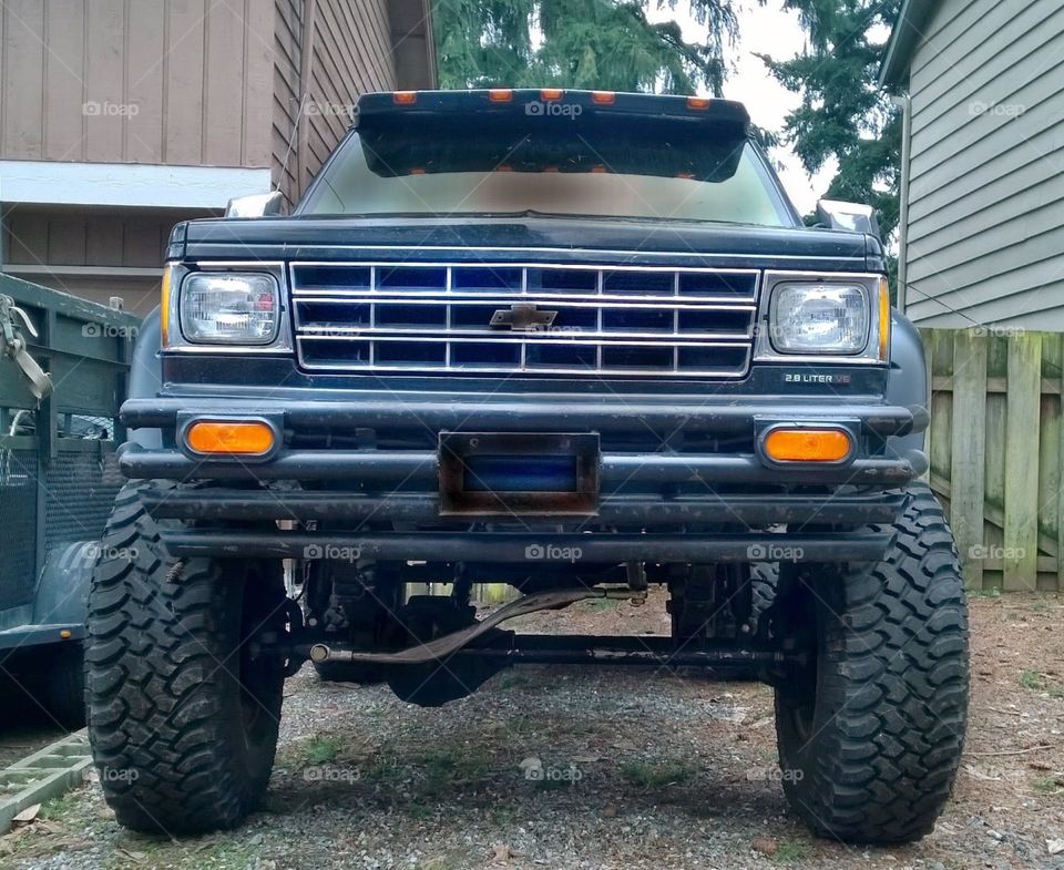 Mini Monster. Chevy S-10 Blazer, 350, bunch of extras and 35x12.5 tires.