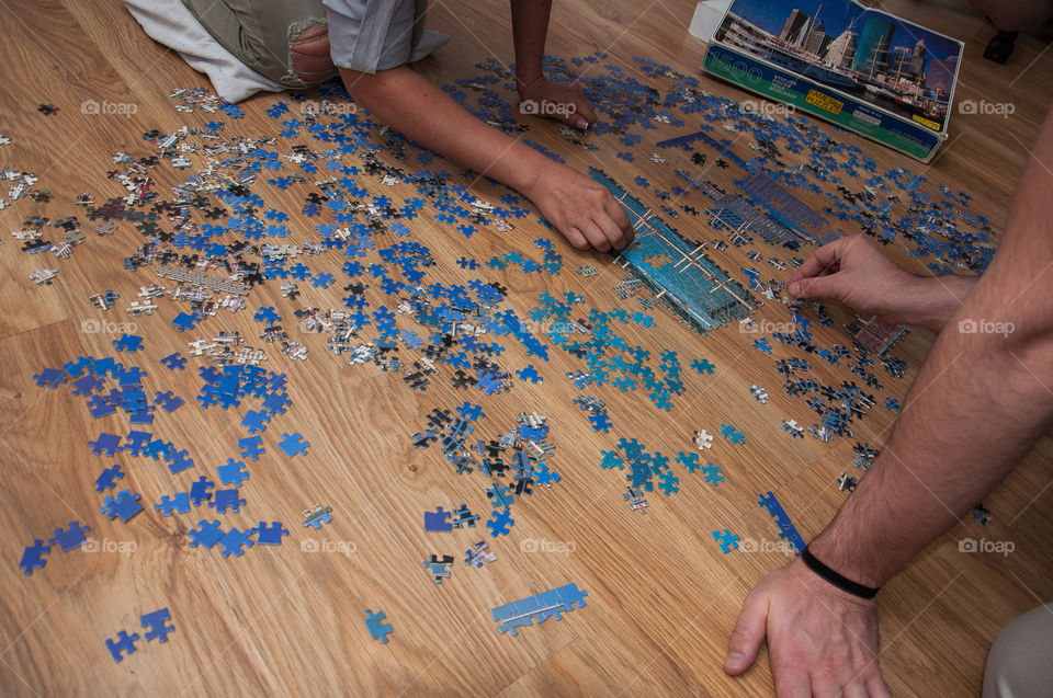 Working together on a puzzle