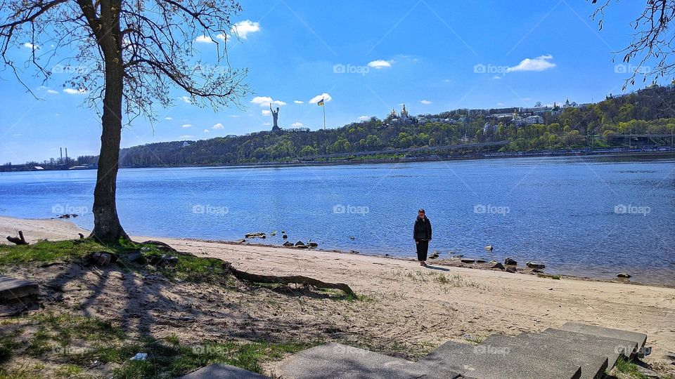 the Dnieper river in the city of Kyiv