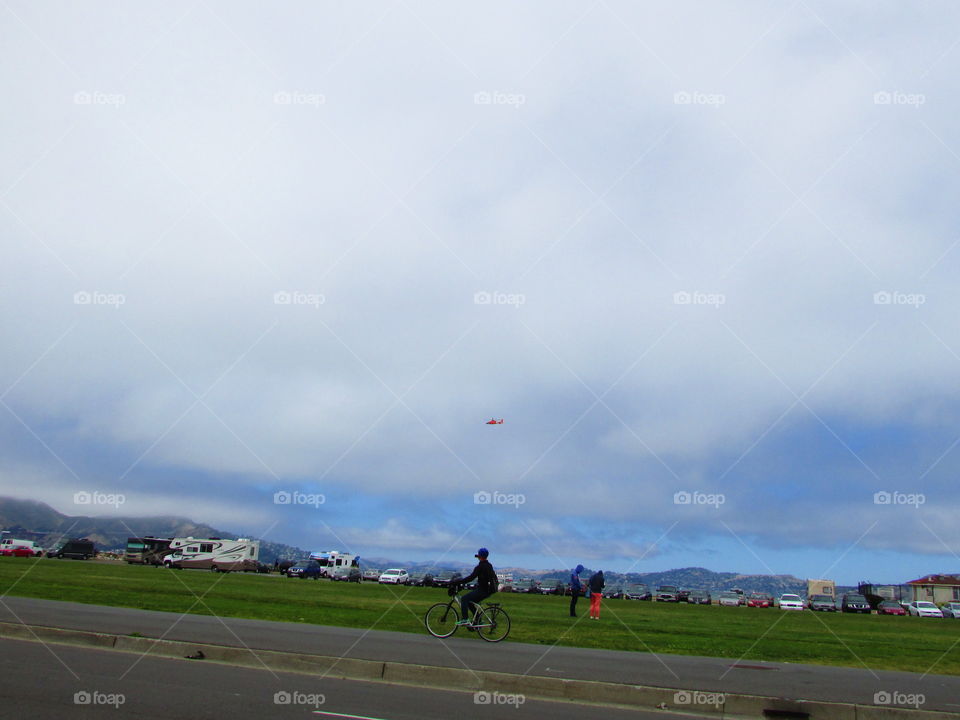 helicopter flying through fog