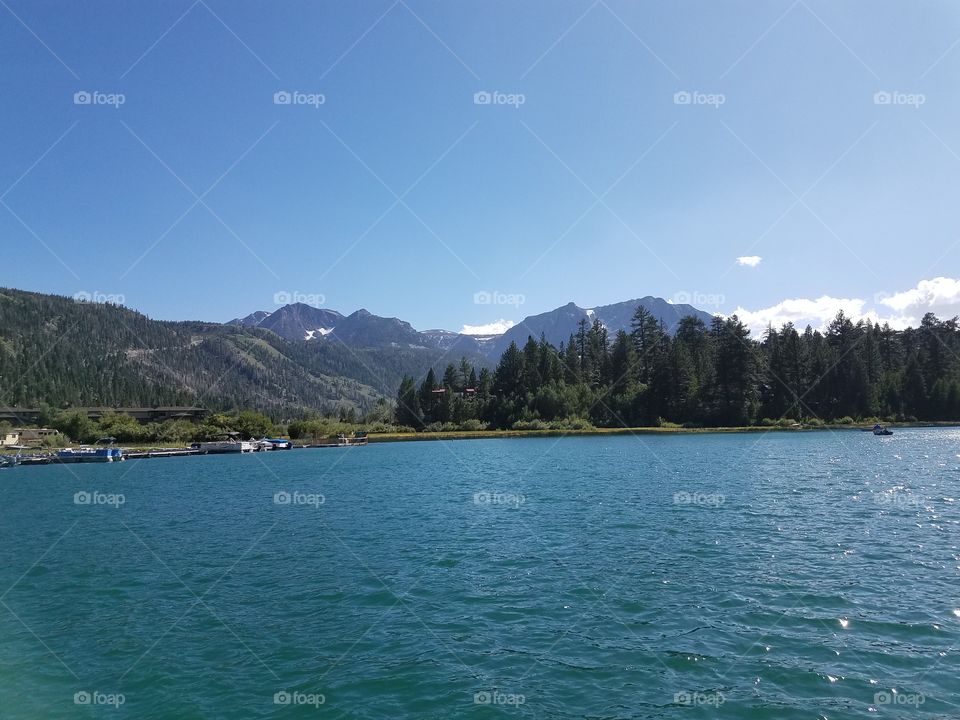 June Lake, picture taken from fishing pontoon. Marina starboard