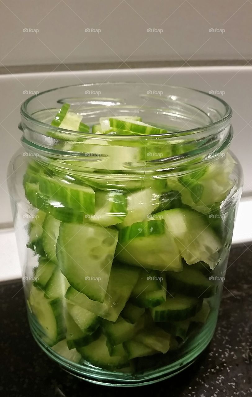 Cucumbers in jar