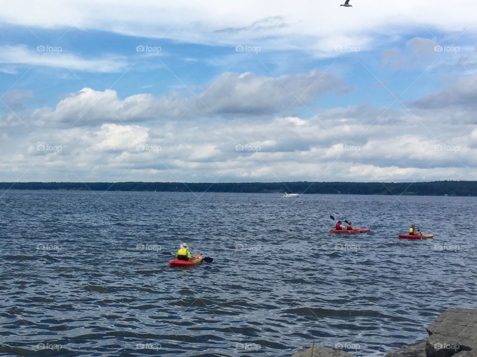 Kayaking in tranquil seas