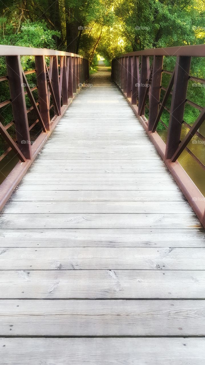 Empty wooden bridge
