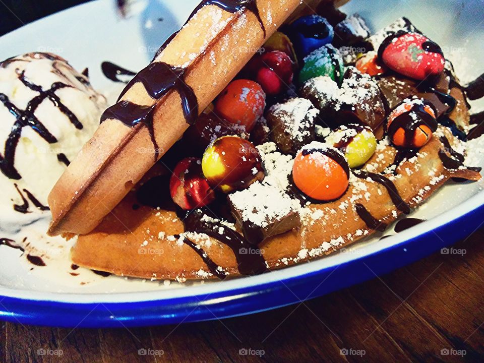 waffles and chocolate eggs