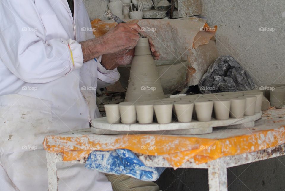 Making Moroccan tea cups 