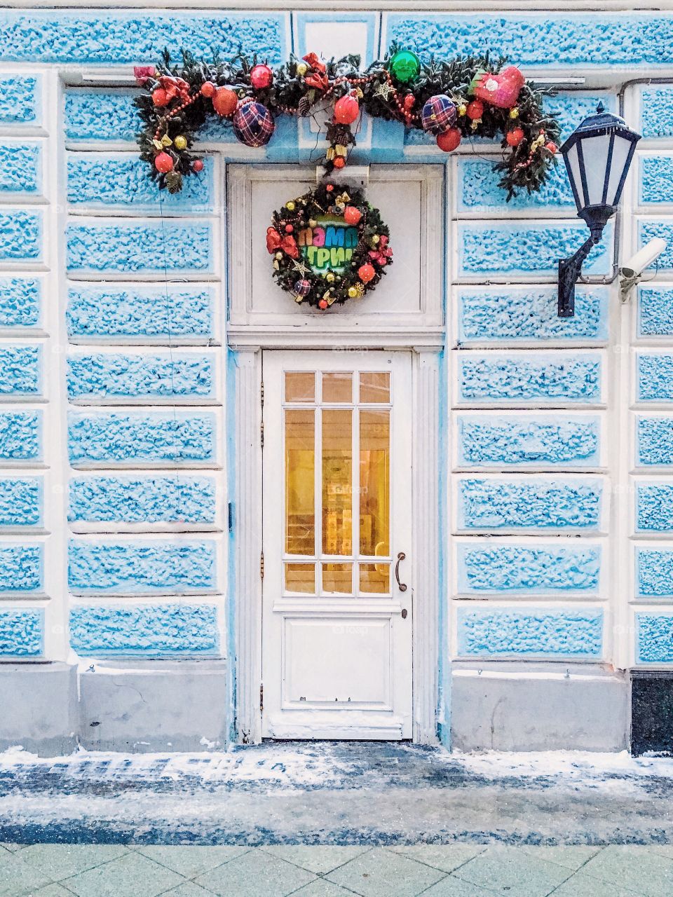 Cute door with Christmas decoration