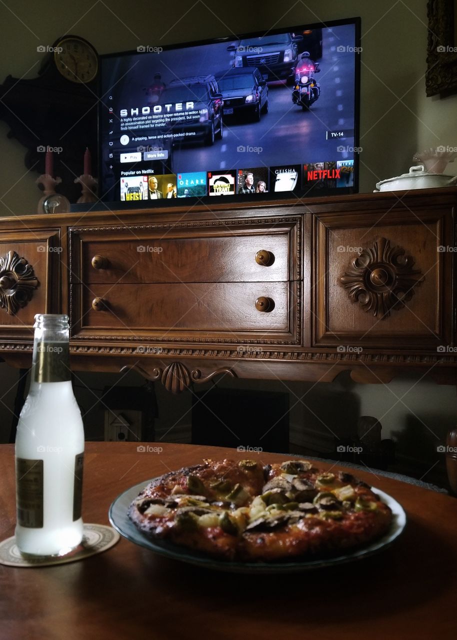 Netflix with Pizza and Ginger Beer