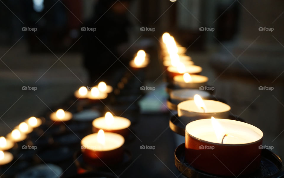 Candle lights in the church