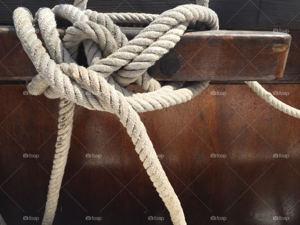 Rope knot on a sailing ship
