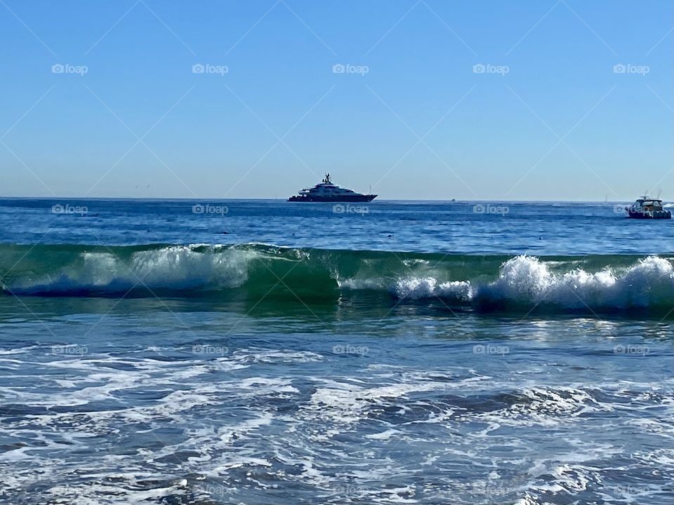 Yacht off the coast of Corona del Mar State Beach 