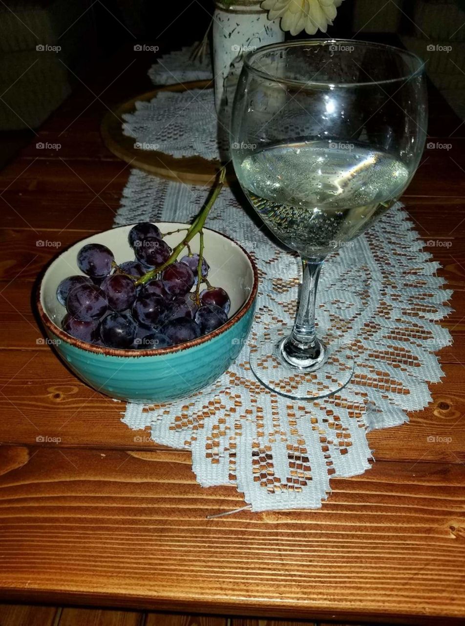 grapes and cold wine