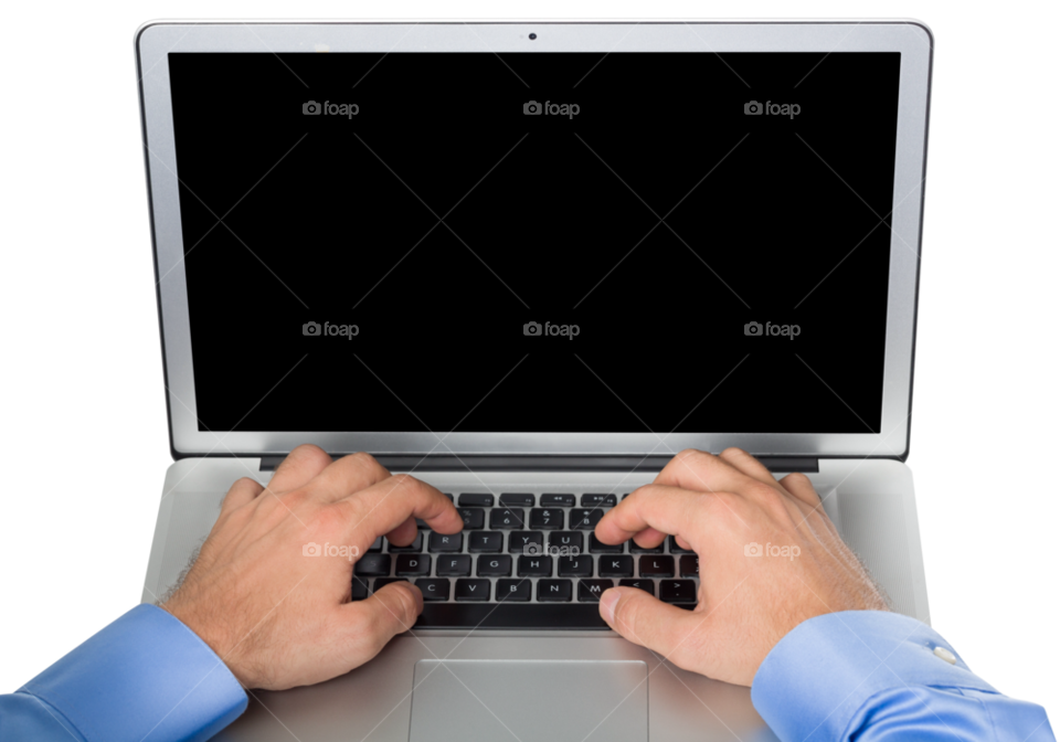 hands technology blank monitor by stockelements