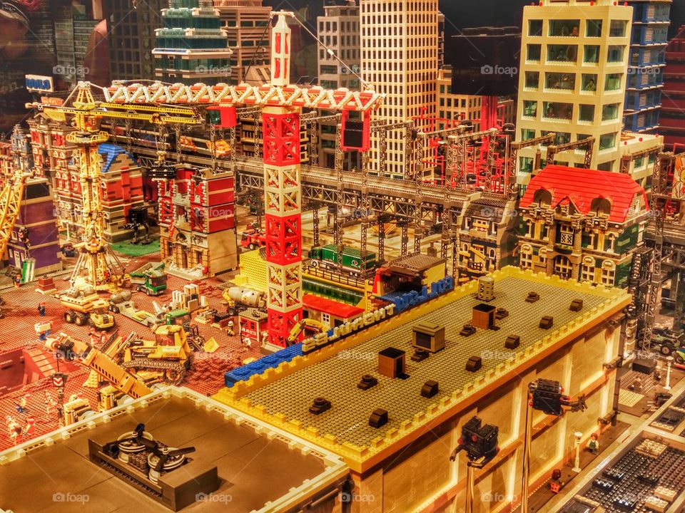 Lego City Diorama. Model Of An Urban Construction Scene