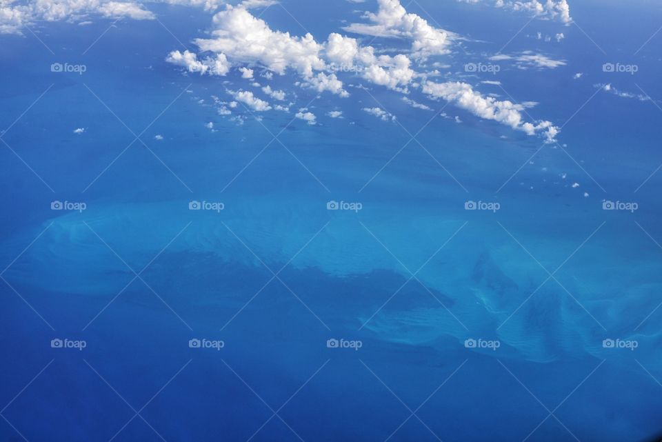 Airplane view of Atlantic Ocean 
