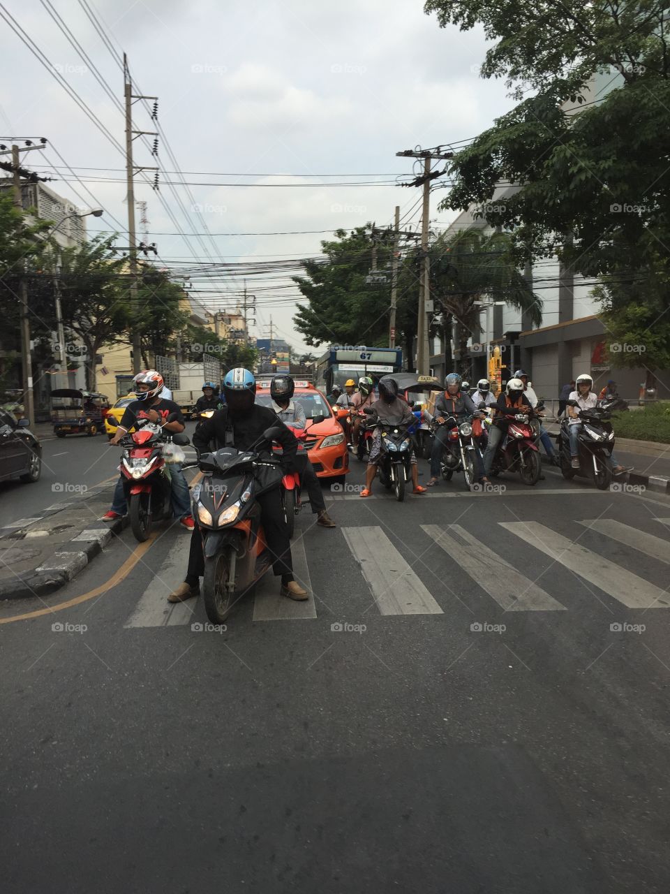 Motorcycle gang in Bangkok. 