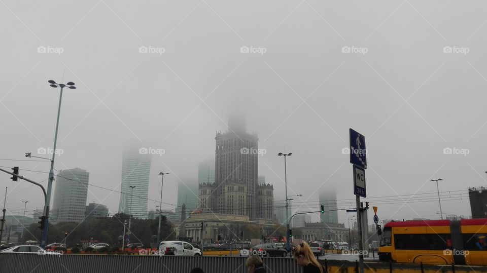 Warsaw. fog in Warsaw