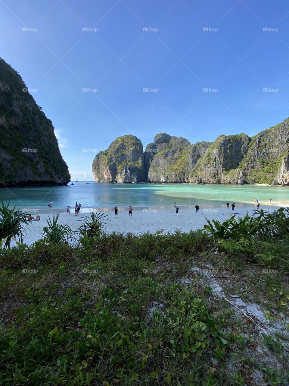 Beautiful maya bay surrounded by dramatic cliffs phi phi island  