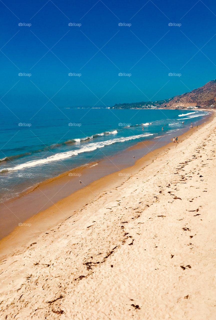 Coastline of private beach Malibu 