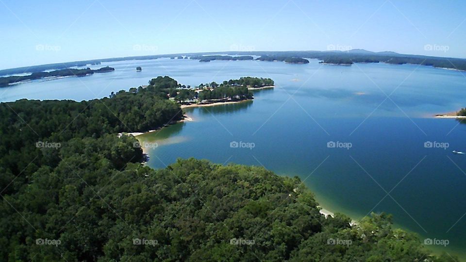 drone view above campsite