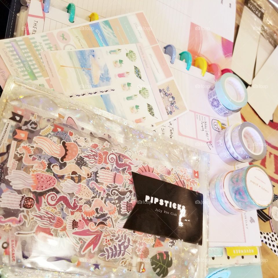 stickers and planner