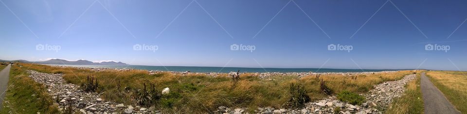 Panoramic view of the sea and shore in north Wales