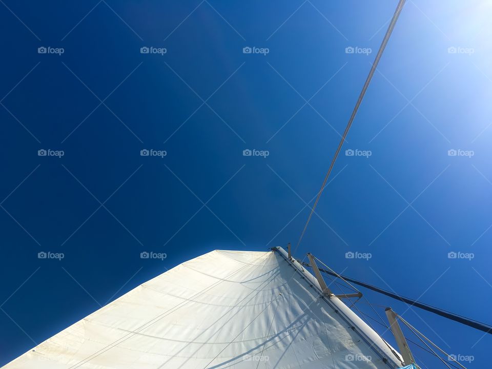 Low angle view of sail against clear sky