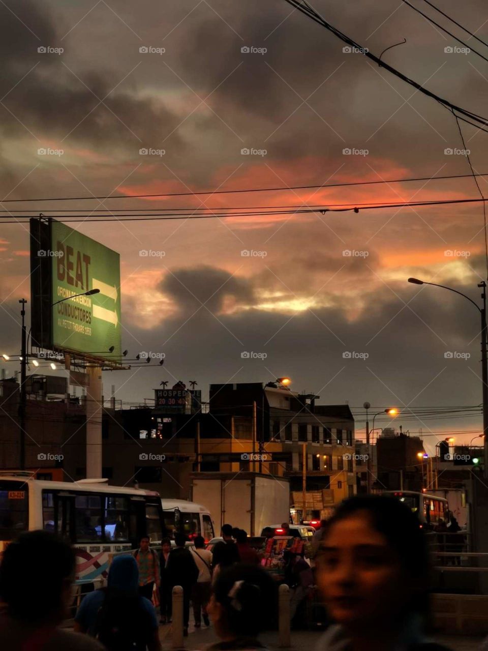 Atardecer, Ciudad