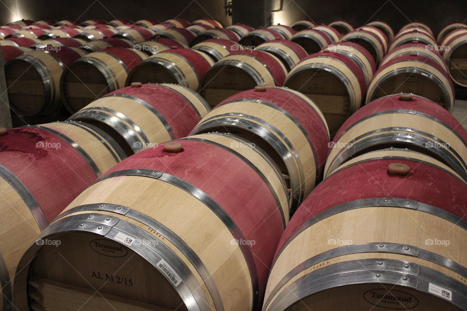 Red wine barrels